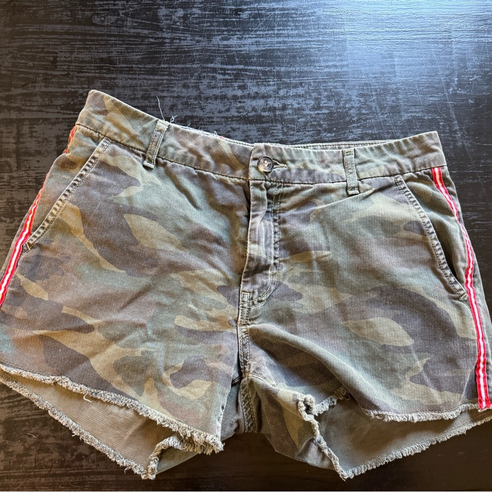 Sundry Camo Cargo Shorts with Red Stripes